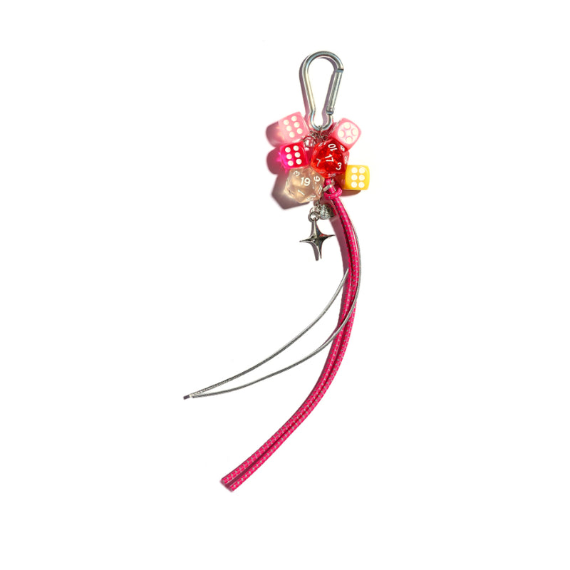 Lucky Roll Keychain Bag Charm in Pink