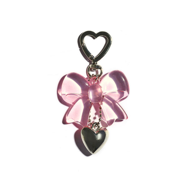 Pink Bow with Heart Keychain Bag Charm