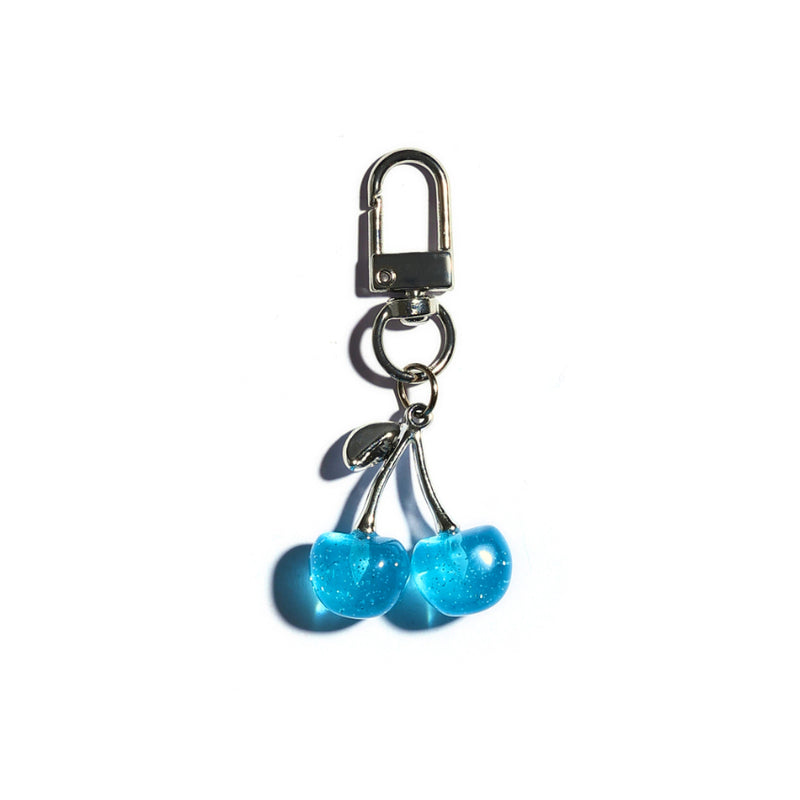 Cherry Keychain Bag Charm in Blueberry