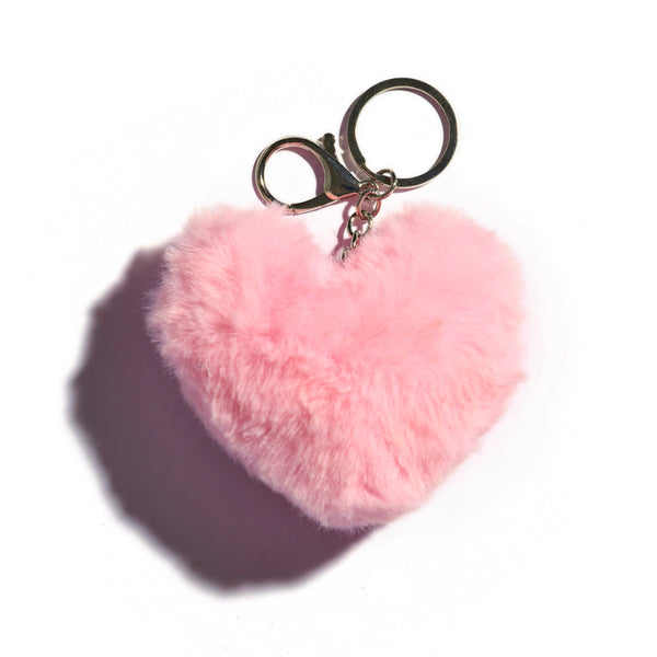 Fuzzy Love Keychain Bag Charm in Pink