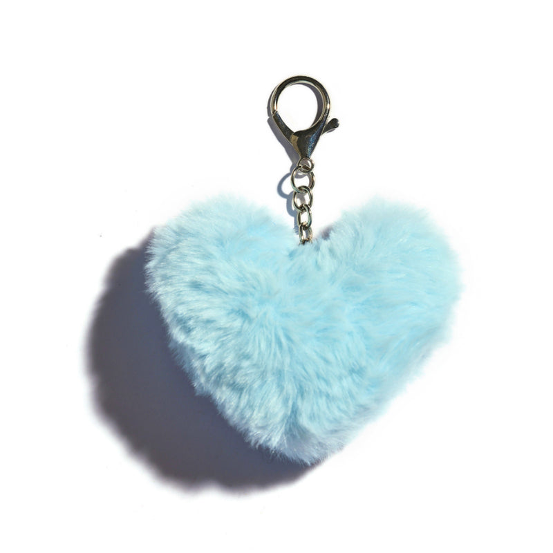 Fuzzy Love Keychain Bag Charm in Blue