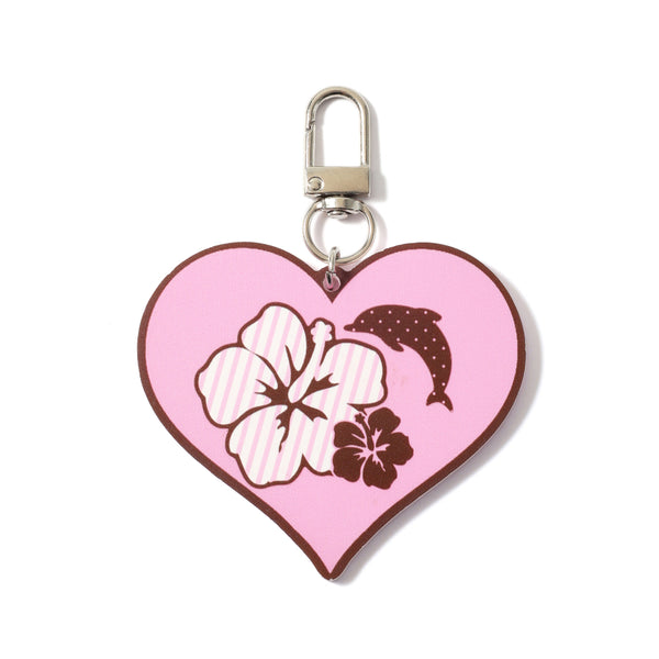 Hibiscus Heart Bag Charm Keychain