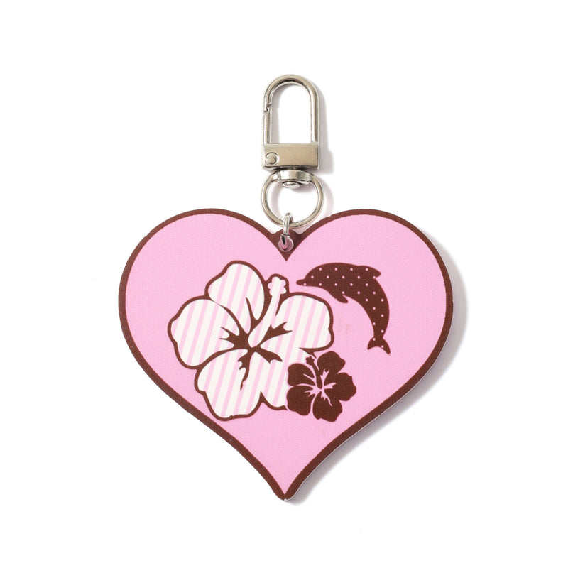 Hibiscus Heart Bag Charm Keychain