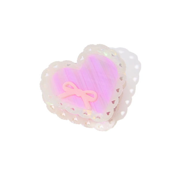 Laced Heart Hair Claw in Purple Bowknot