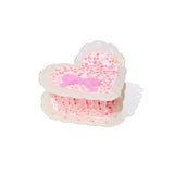 Laced Heart Hair Claw in Pink Bowknot