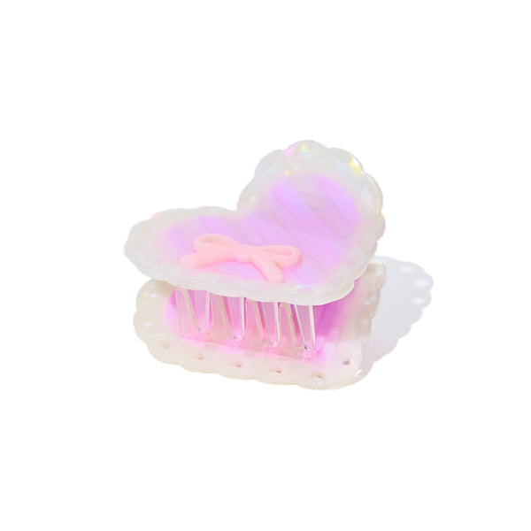 Laced Heart Hair Claw in Purple Bowknot