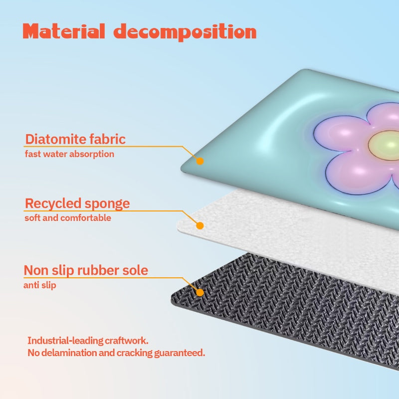 Flower Power Innovative Quick Dry Bath Mat