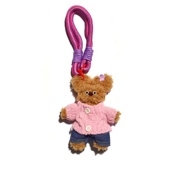 Bear in Pink Sweater Starry Bag Charm Keychain