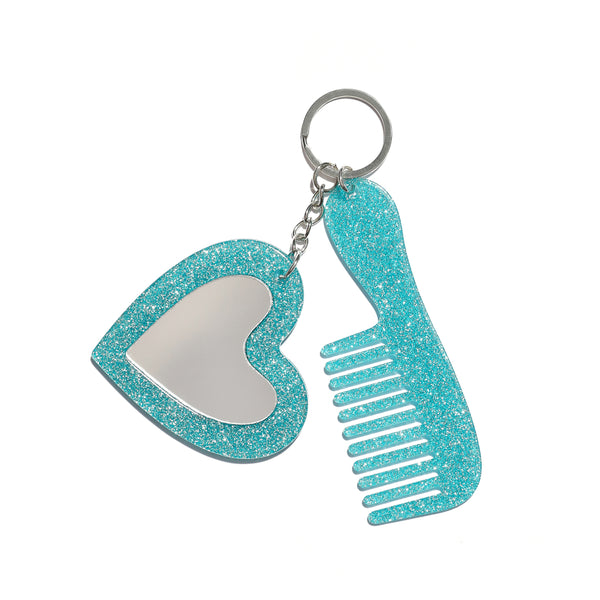 Regina Rocker Mirror Comb in Blue Sparkle
