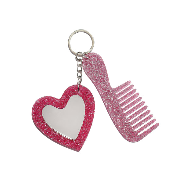 Regina Rocker Mirror Comb in Pink Sparkle