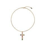 Gleaming Gemstone Cross Necklace
