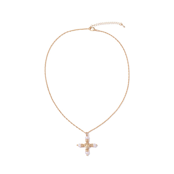 Sunbeam Crosslet Necklace in Pearl