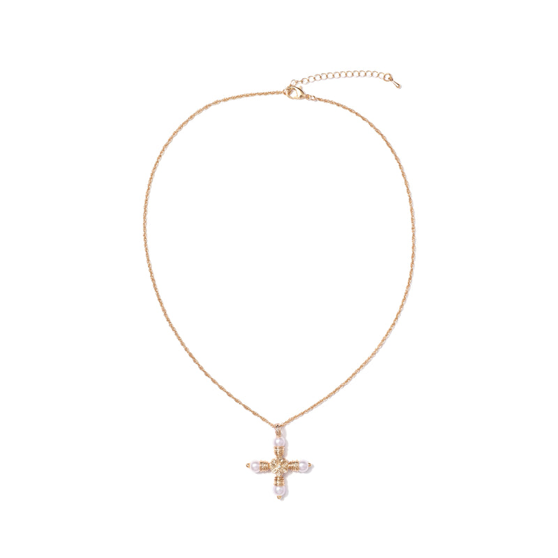 Sunbeam Crosslet Necklace in Pearl