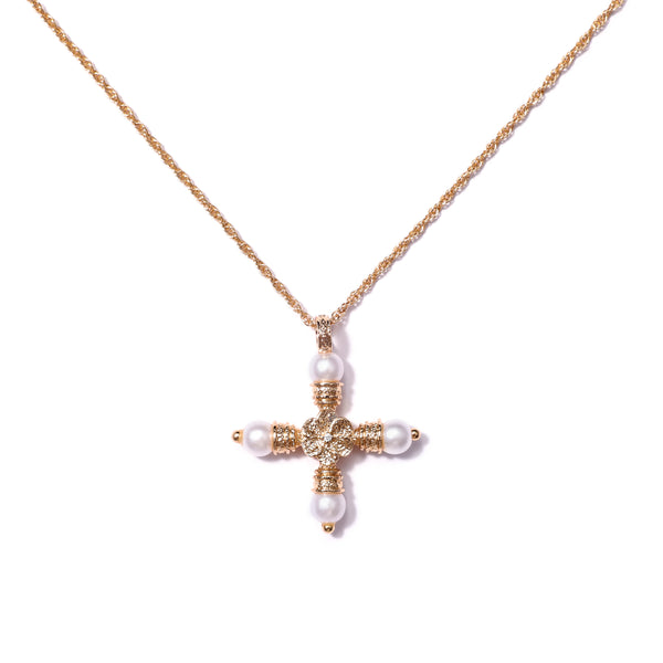 Sunbeam Crosslet Necklace in Pearl