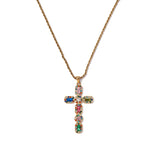 Gleaming Gemstone Cross Necklace