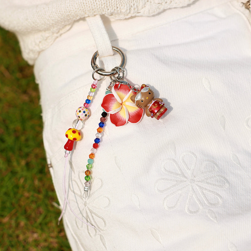 Hawaiian Playground Keychain Bag Charm in Red