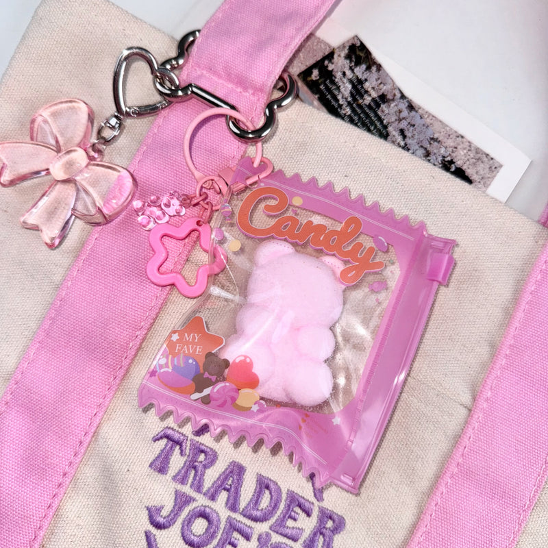 Pink Bow Keychain Bag Charm
