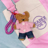 Bear in Pink Sweater Starry Bag Charm Keychain