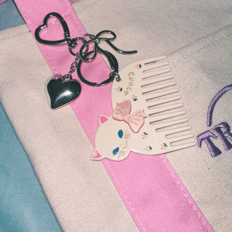 Kitty Comb Bag Charm Keychain