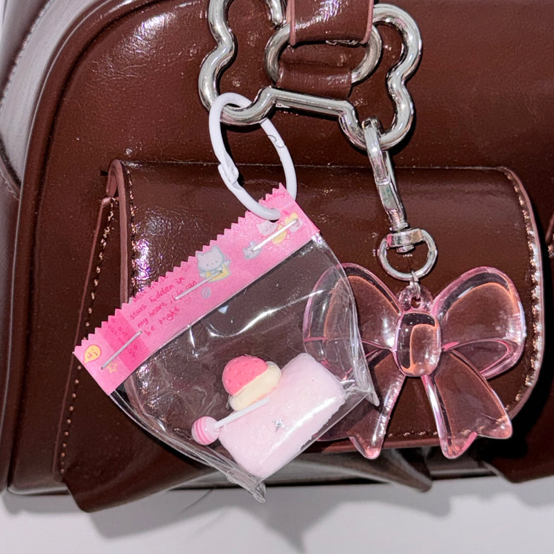 Pink Bow Keychain Bag Charm