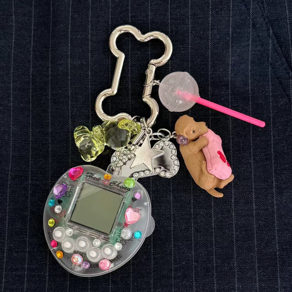 Gaming Nostalgia in Crystal DIY Keychain Bag Charm