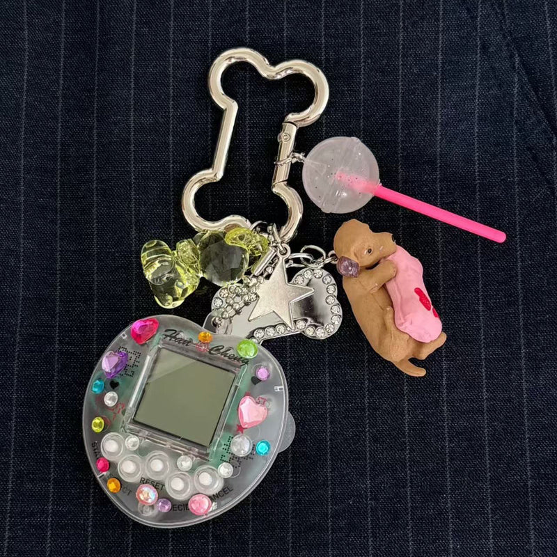 Gaming Nostalgia in Crystal DIY Keychain Bag Charm