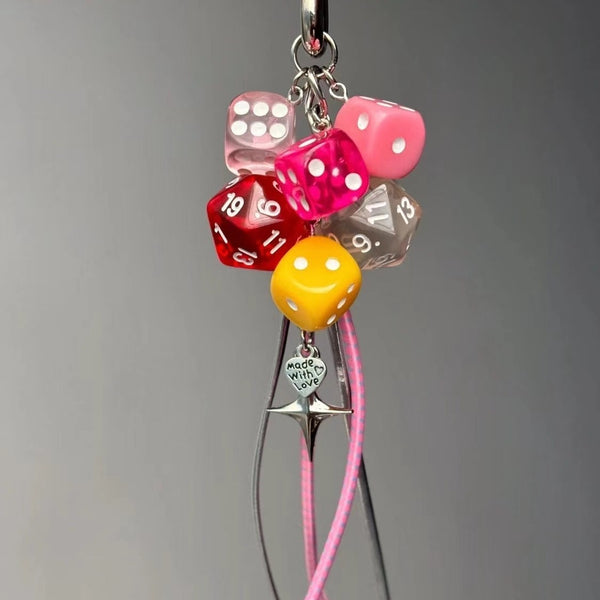 Lucky Roll Keychain Bag Charm in Pink