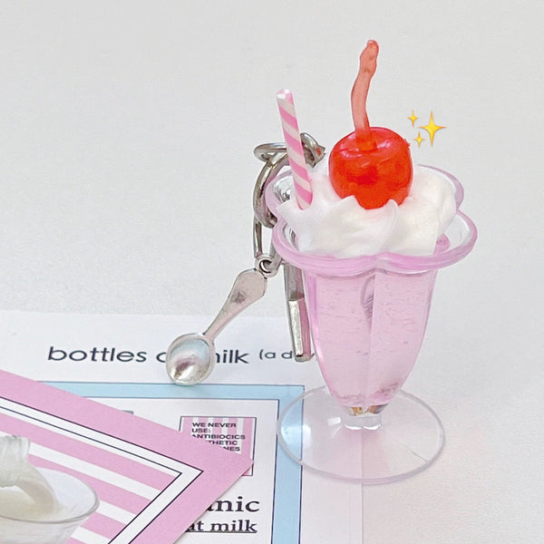 Strawberry Sundae Keychain Bag Charm
