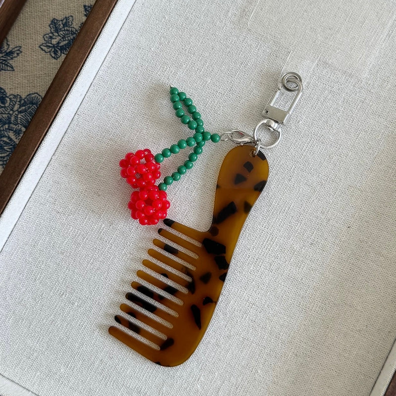 Cherry Comb Bag Charm Keychain