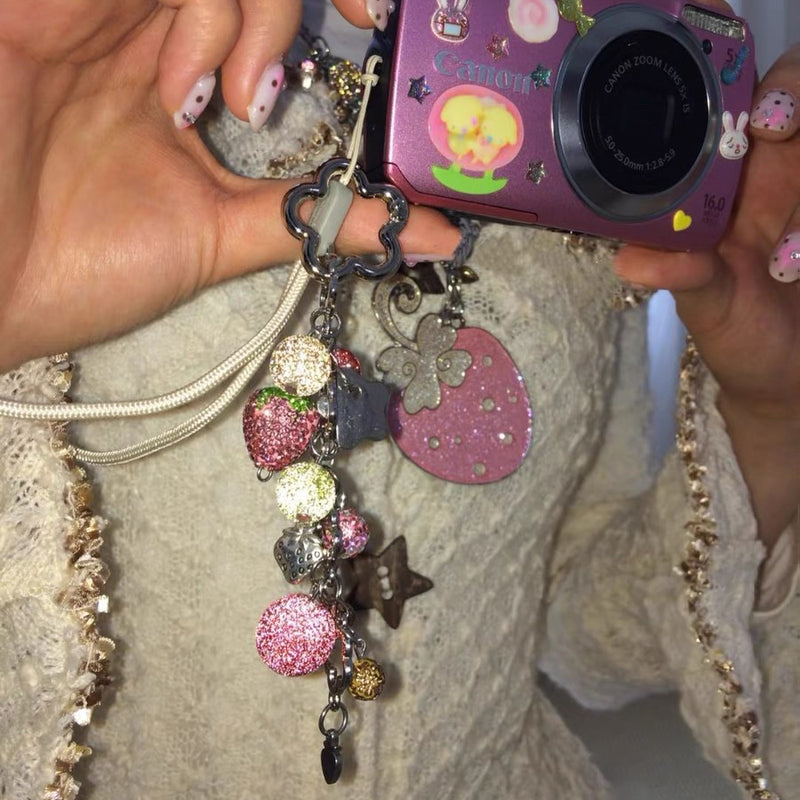 Strawberry Pixie Bag Charm Keychain