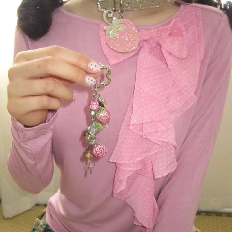 Strawberry Pixie Bag Charm Keychain