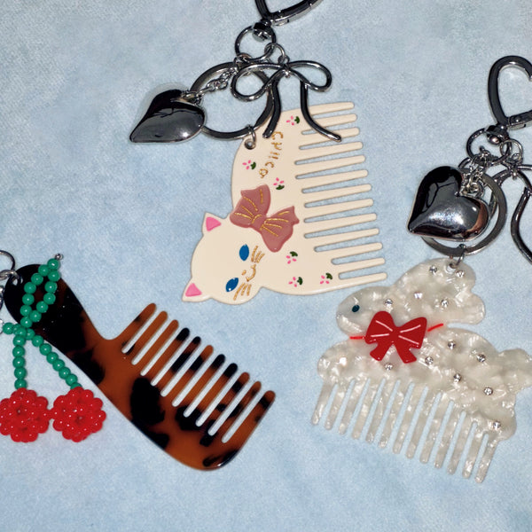 Bunny Comb Bag Charm Keychain