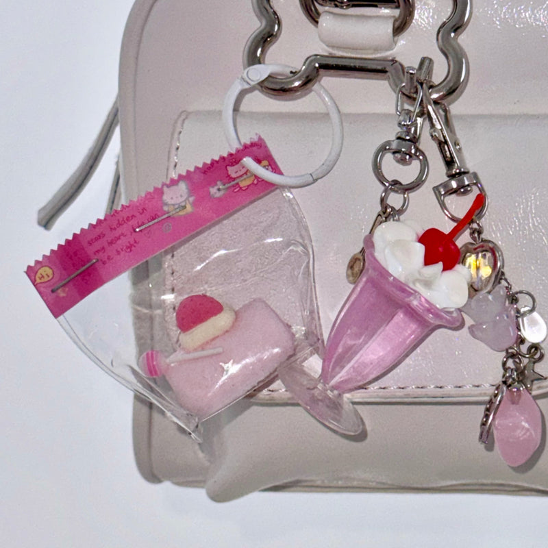 Strawberry Sundae Keychain Bag Charm