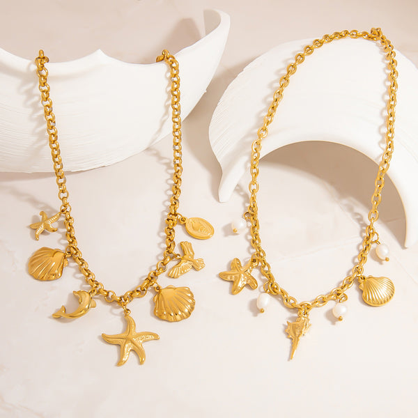 Golden Sea Charms Necklace