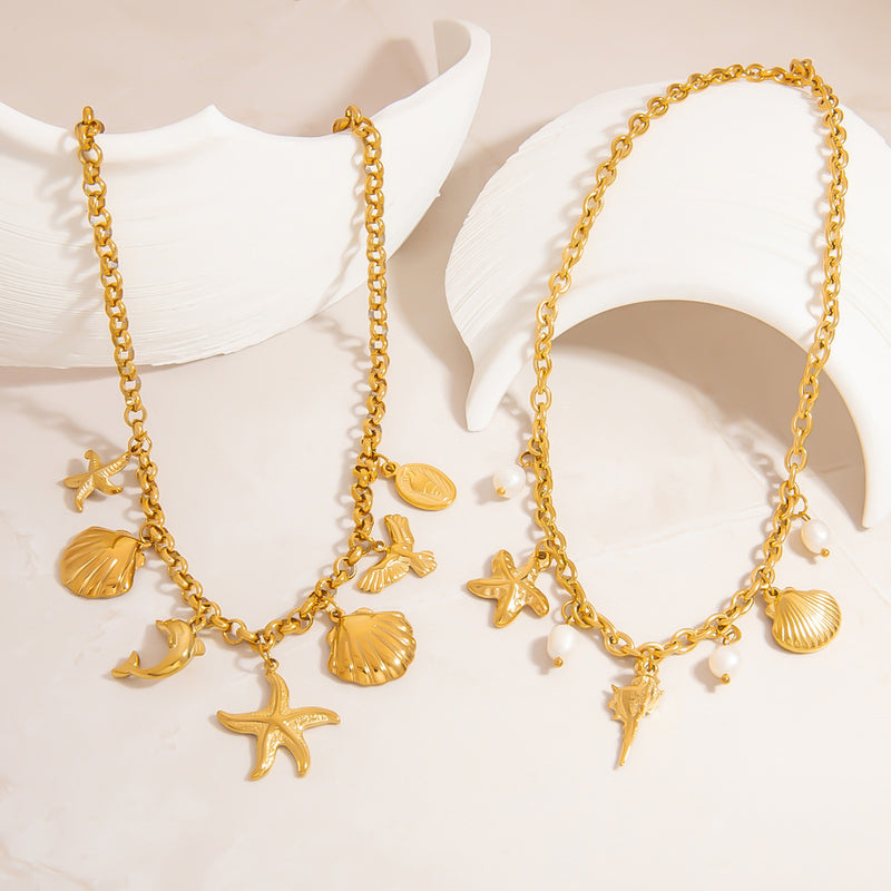 Golden Sea Charms Necklace