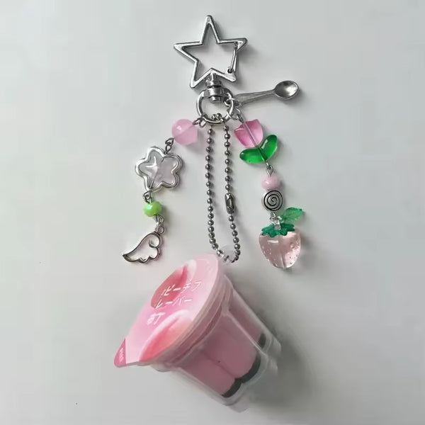 Strawberry Chocolate Jelly Bag Charm Keychain