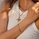 Sunbeam Crosslet Necklace in Umber