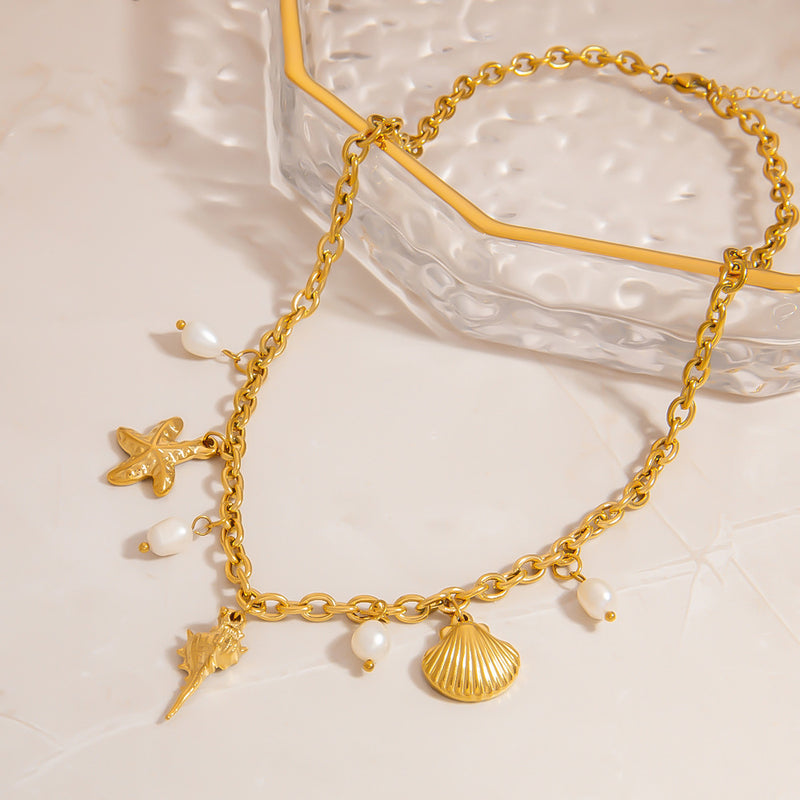 Golden Sea Charms Necklace