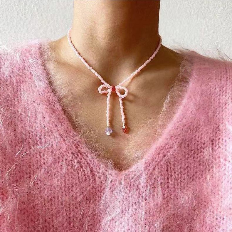 Bowknot Necklace in Pink
