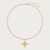 Sunbeam Crosslet Necklace in Pearl