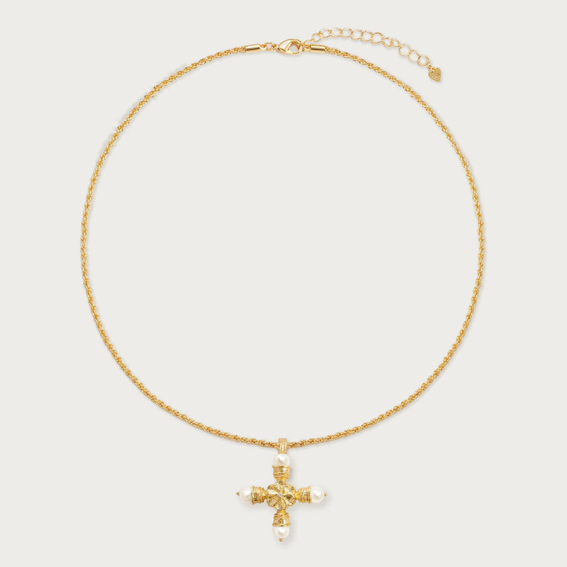 Sunbeam Crosslet Necklace in Pearl