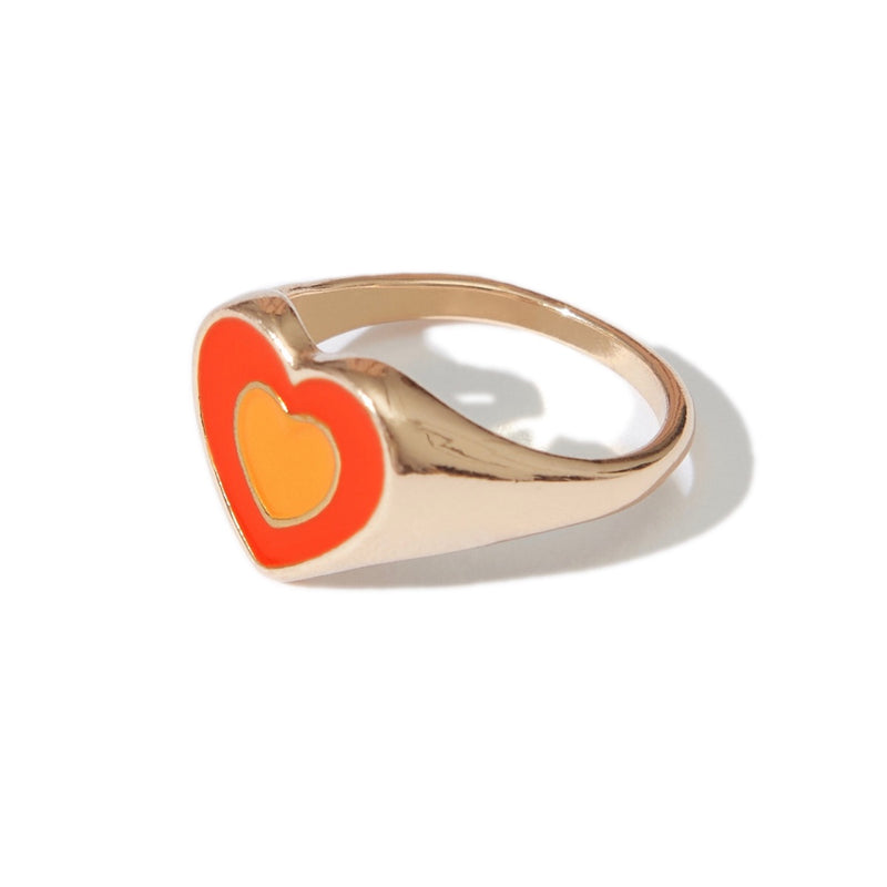 Heart Wave Ring in Orange