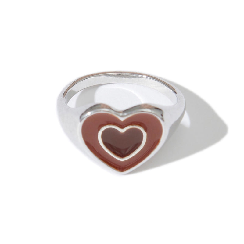 Heart Wave Ring in Chocolate