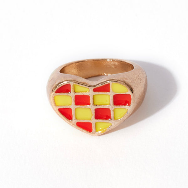 Waffle Heart Ring in Orange Soda