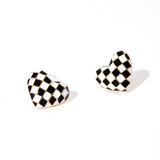 Checkered Heart Earrings