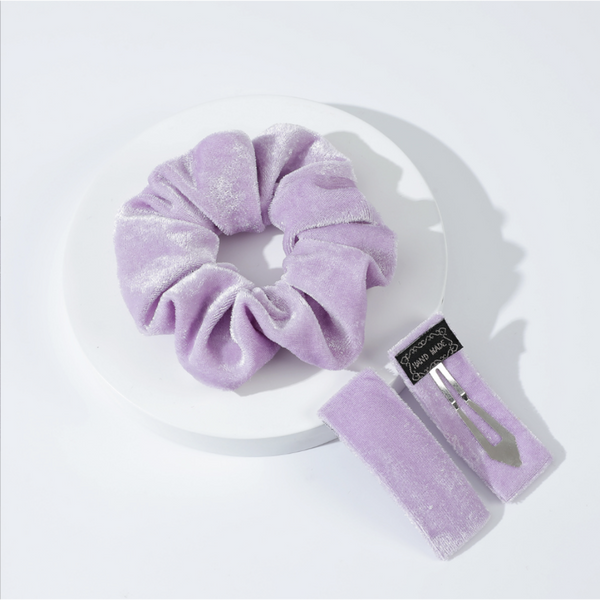 Velvet Scrunchie Set in Blueberry