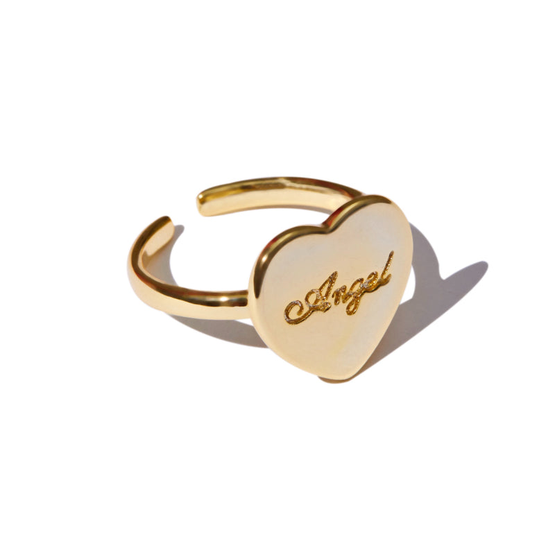 Golden Angel Heart Ring