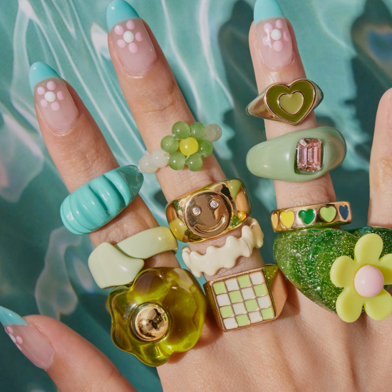 Jelly Flower Ring in Green Apple