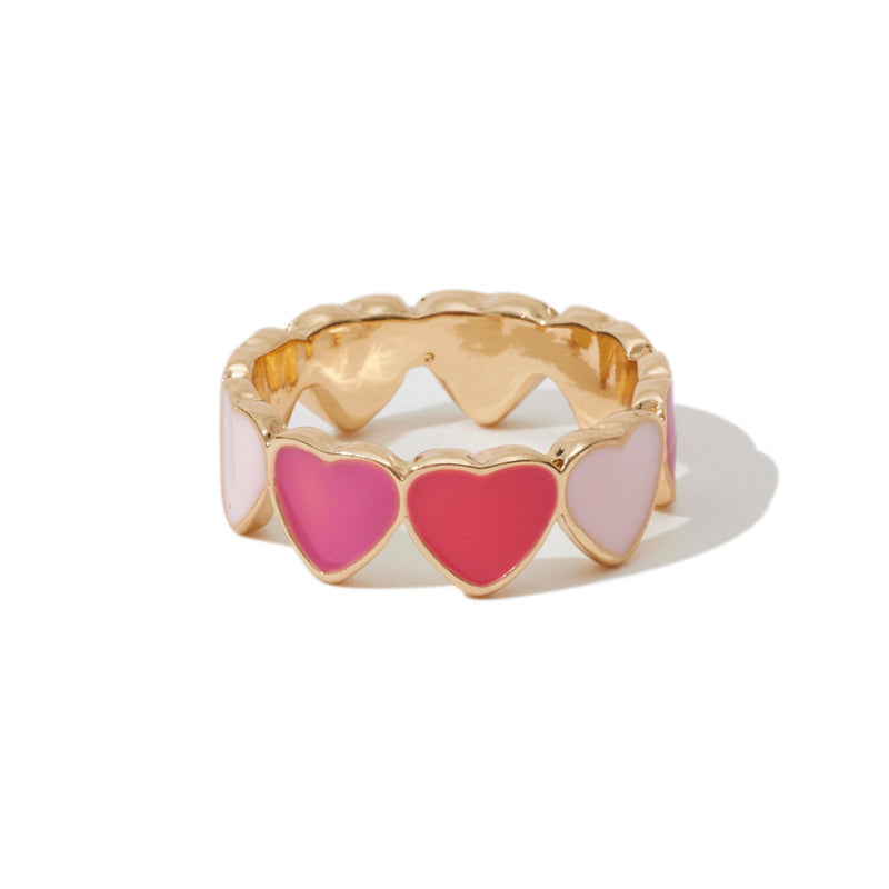 Chain of Hearts Ring in Pink