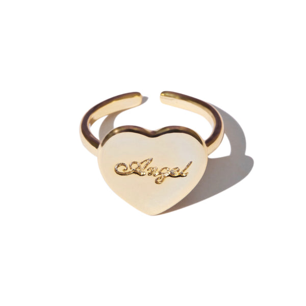 Golden Angel Heart Ring